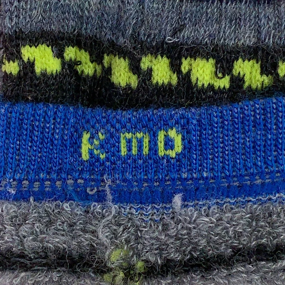 Smartwool Kids Medium Blue Striped Merino Wool Blend Crew Socks New